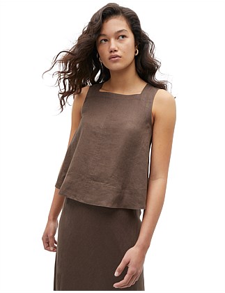 LINEN SQUARE NECK TOP