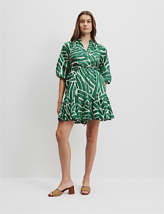 Print Godet Mini Dress