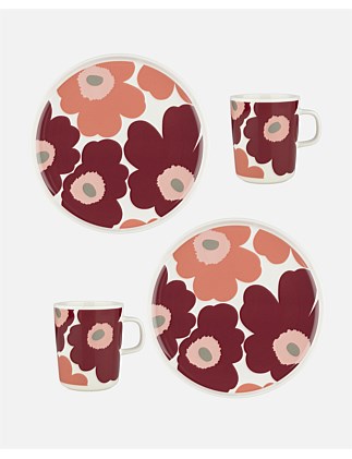 Oiva / Unikko Mug Set of 2 and Plate Set of 2 set