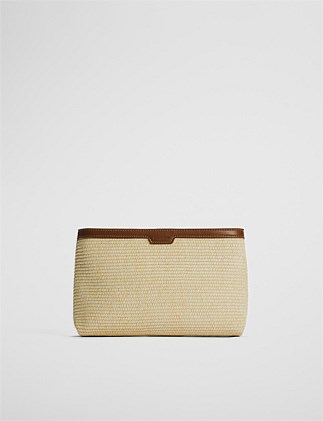 Branded Raffia Crossbody Bag