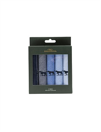 GUNNER HANDKERCHIEF 5 PK - BLUE MULTI