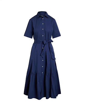 TIERED COTTON SHIRTDRESS