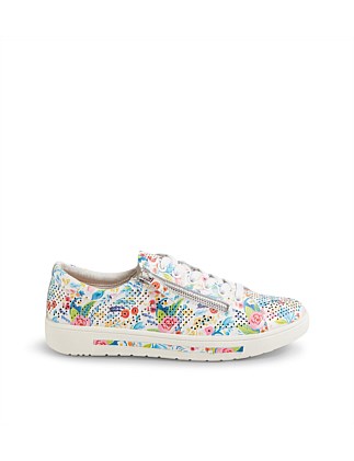 Equally White Tropic Flower Leather Sneakers