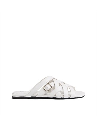 Raze White Leather Sandals