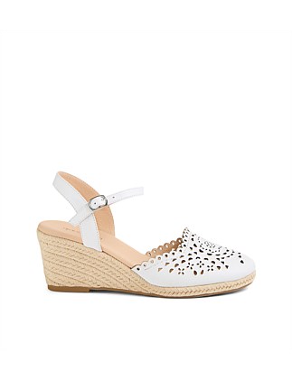 Fabi White Leather Wedges