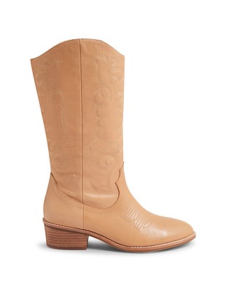 Goelle Camel Leather Knee High Boots