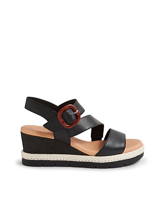 Jennis Black Leather Sandals