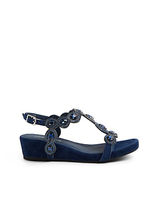 Wexler Navy Suede Jewels Sandals