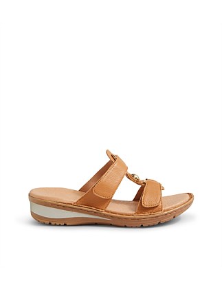 Blissi Dark Tan Leather Sandals