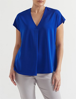 V NECK SATIN TEE