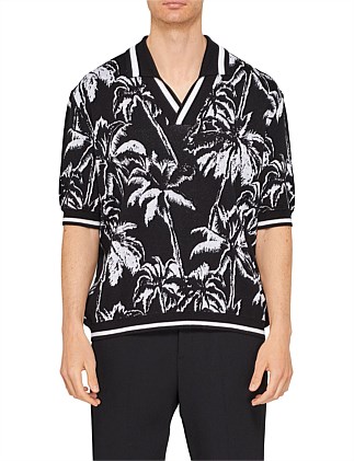 BALMAIN SIGNTURE PALM TREE PRINT KNIT