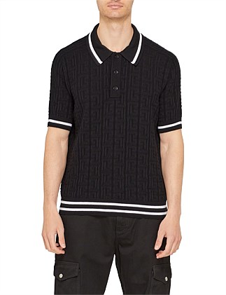 MONOGRAM WOOL SHORT SLEEVE POLO