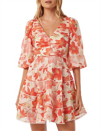 CINDY TIERED FLORAL SKATER DRESS