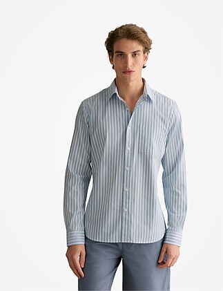 Cotton Poplin Multi Stripe Shirt