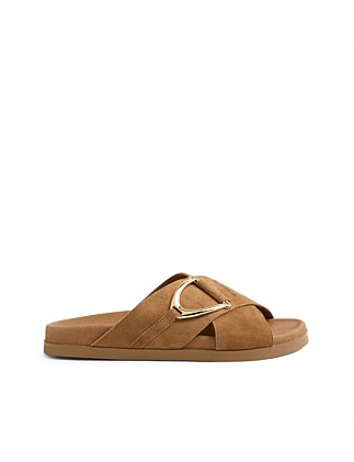 Rulle Light Choc Suede Slides