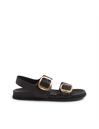 Noele Black Leather Sandals