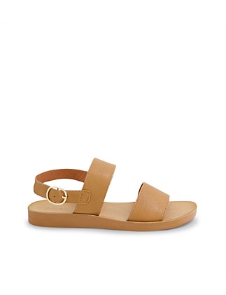 Nieda Tan Leather Sling Back Sandals