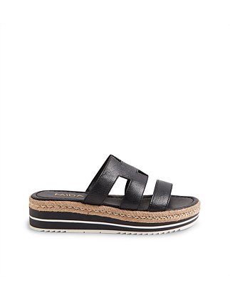 Aopings Black Leather Slides