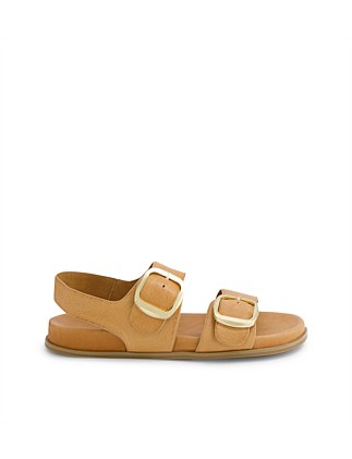 Noele Dark Tan Leather Sandals