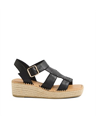 Yesma Black Natural Rope Leather Sandals