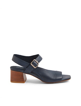 Fallye Navy Leather Sling Back Sandals