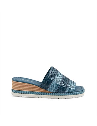 Itale Denim Dark Blue Weave Slides