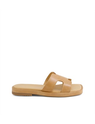 Tatella Tan Leather Slides