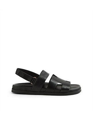 Raffay Black Leather Sandals