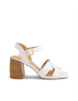 Tellary White Natural Leather Sandals