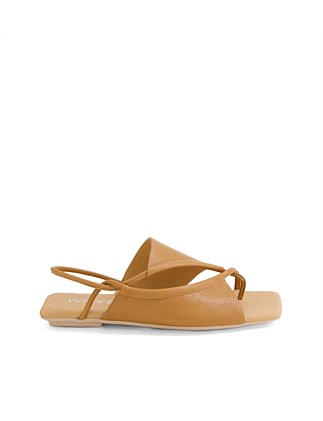 Eggan Dark Tan Leather Sling Back Sandals