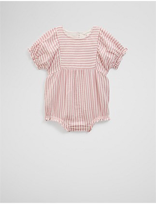 Organically Grown Cotton Short Sleeve Gathered Romper