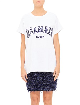 BALMAIN VICHY DETAIL T-SHIRT