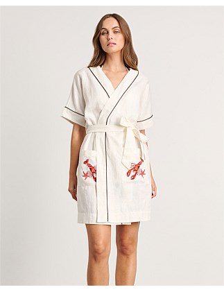 EMBROIDERED LINEN LOBSTER ROBE