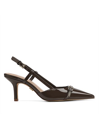 Lara Espresso Patent Leather Slingback