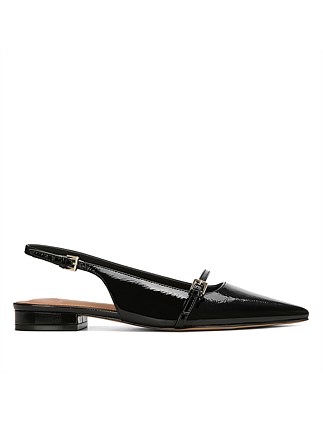 MARIA Black Crinkle Patent Leather Slingback