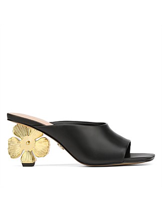 KITT Black Leather Artistic Heel Mule