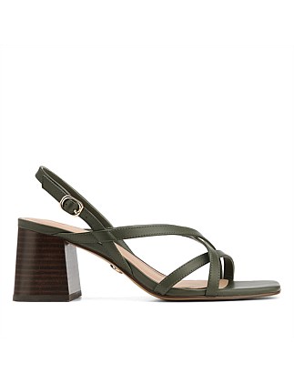 LAURI Olive Green Leather Strappy Heel