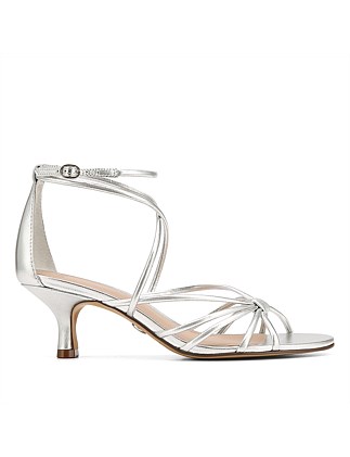 KYIA Silver MetallicLeather Strappy Heel