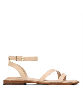 CRYSTINA Sand Leather Strappy Sandal