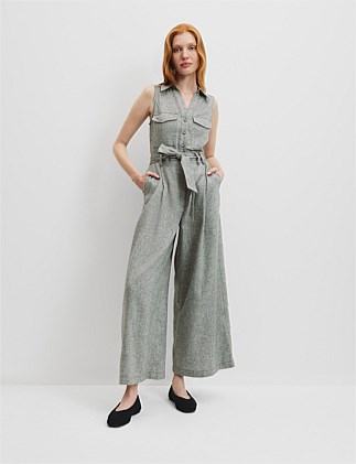 Organically Grown Linen Wide Leg Jumpsuit