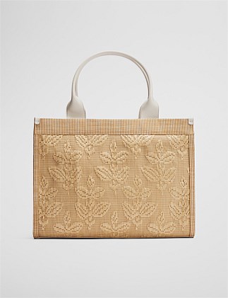 Embroidered Straw Tote