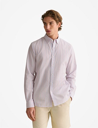 Regular Fit Cotton Seersucker Stripe Shirt