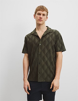 Australian Cotton Blend Tile Terry Short Sleeve Shirt