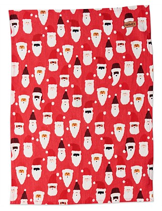 HoHoHo Red Linen Tea Towel One Size