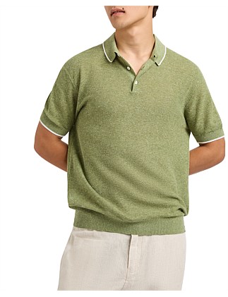 BOWDEN LINEN BLEND KNIT POLO