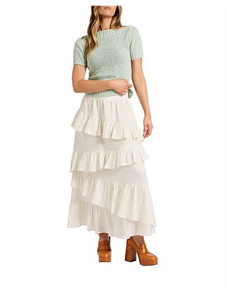 MITSKI TIERED LINEN MAXI SKIRT