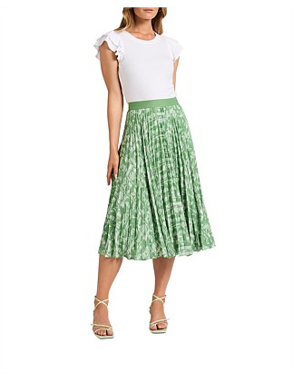 CIRCLE BACK PLEAT SKIRT