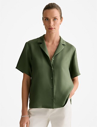 Silk Twill Short Sleeve Camp Shirt