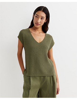 LUISA V-NECK KNIT TOP