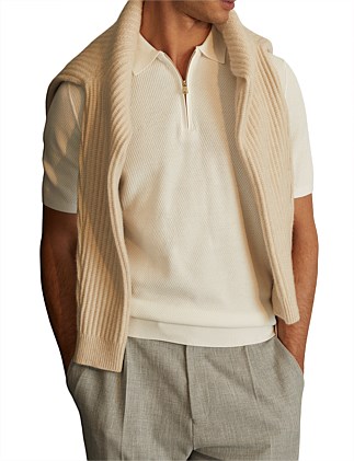 IVOR SHORT SLEEVE HALF ZIP TEXTURED POLO